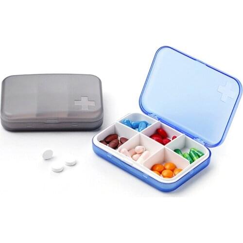 Portable Travel Convenient Medicine Pill Box 6 Grids Pills Dispenser Pill Organizer Tablet Pillbox Case Container Drug Divider