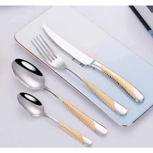 Tableware Fork Spoon Knife Set Cutlery Set Golden Cutlery Stainless Steel Dinnerware Set Silverware Western Dinner Set Flatware