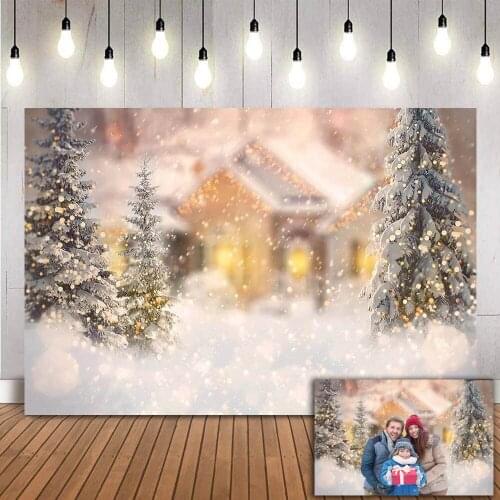 Christmas Photography Background Winter Snow Christmas Tree Flash Glitter Backdrops for Photo Studio Kids Portrait Photocall