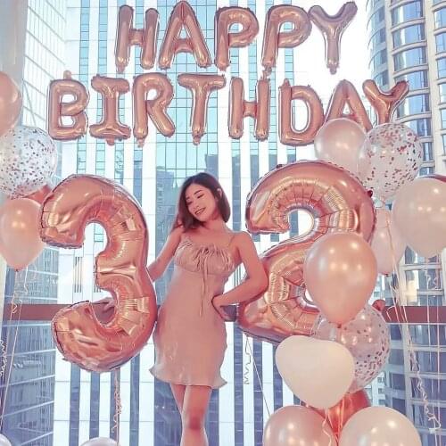 Rose Gold Number 30 Chrome Balloon Confetti Wedding Decorations Baby Shower Bridal Birthday Party Air Helium Globos Kids Gifts