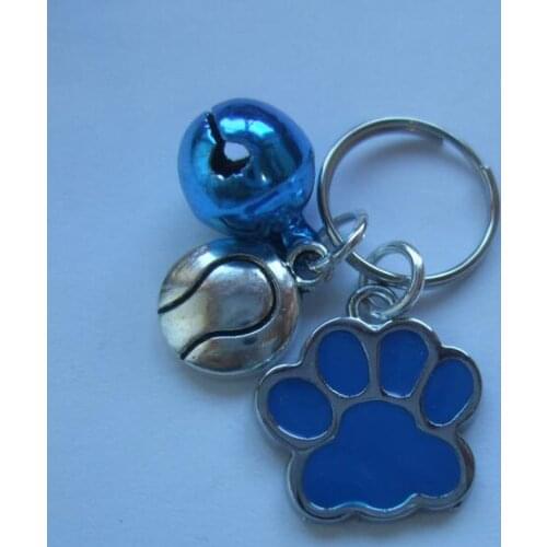Mixed Vintage Silver Jingle Bell Sports Ball Dog Paw Prints Charm Keychain For Keys Car Key Ring Gifts Couple Handbag Jewelry