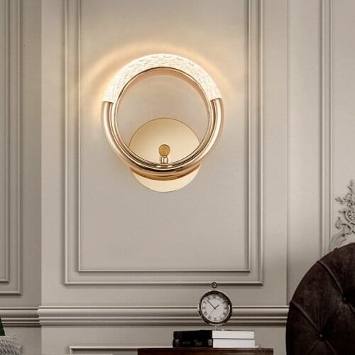 Light luxury small wall lamp net Red Round Earrings bedroom bedside lamp LED background wall personality warm corridor