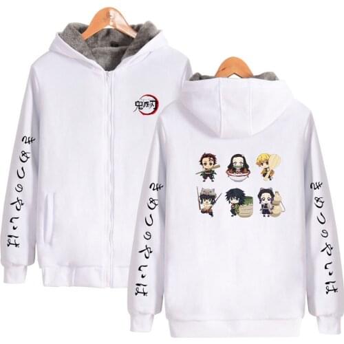 Anime Demon Slayer Hoodies Mens Sweatshirts Women Harajuku Pullovers Hip Hop Harajuku Winter Casual Fleece Hooded Clothes