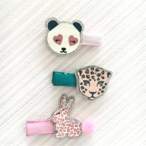 10pcs/lot Cute Animal Hair Accessories Panda Leopard Rabbit Children Girl Hair Clip Cartoon Hair Clips Kids Hairpins