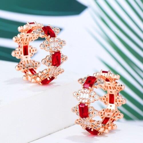 GODKI High Quality Shiny Luxury Statement Sweet Hoop Earrings For Women Wedding Cubic Zircon CZ Bridal Earring Fashion Jewelry
