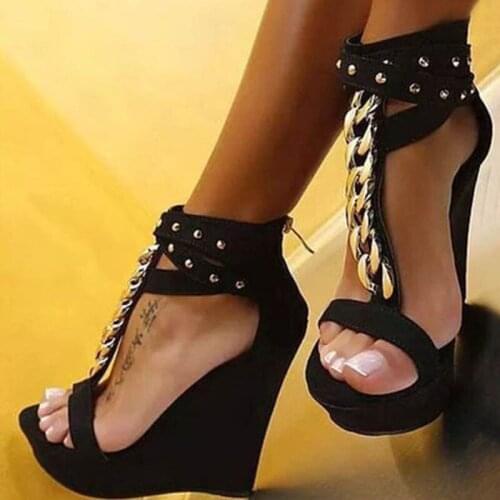 2021 New Gladiator Women Sandals High Heels Fashion Sandals Chain Platform Wedges Shoes for Women Womens Shoes shoe for women