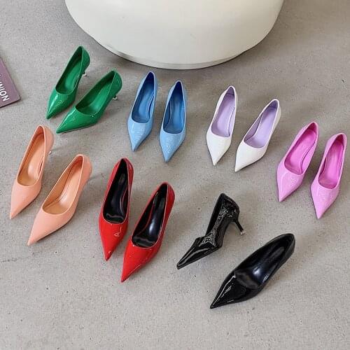 2021 Luxury Women 5cm High Heels Pumps Scarpins Office Ladies Designer White Green Black Heels Prom Stiletto Dress Party Shoes