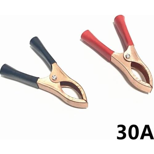 2Pcs/lot 70mm 30A Crocodile Alligator Car Battery Insulated Clips Clamps Red + Black