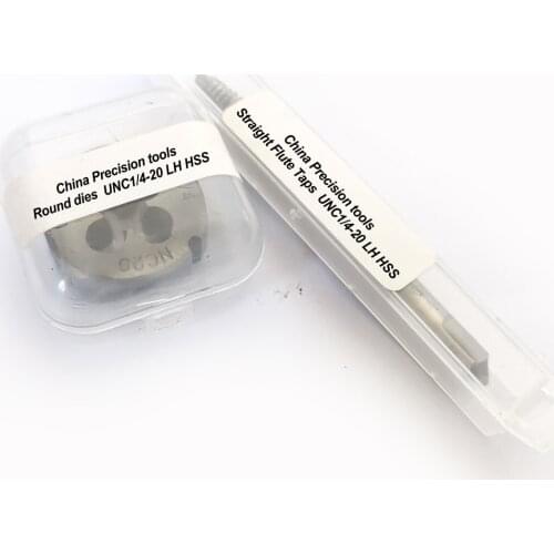 2pcs HSS Left hand unified screw thread straight flute tap and die set UNC1/4 1/4 1/4-20 UNF 1/4-28 LH taps round dies sets