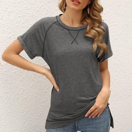 2021 Summer T-shirts Raglan Sleeves T Shirt Women Clothes Casual Loose O Neck Tops Tee Shirts Female Short Sleeve Top Ladies