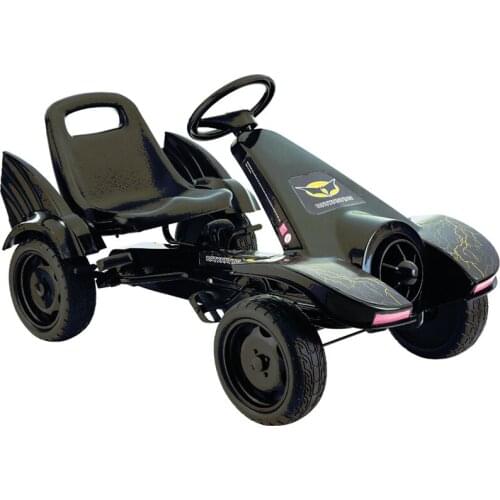 4 Inflatable Wheel Ride on Car For 3-10 Ages Kids, Pedal Powered Ride On, Classic Black Kids Go Kart with Hand Brake