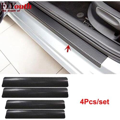 4PCS Universal 4D Carbon Brazing Car Pedal Stickers Universal Sill Scuff Anti Scratch Carbon Fiber Auto Door Sticker Decals