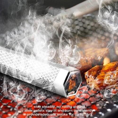 6/12inch BBQ Grill Hot Cold Smoker Mesh Tube Eco-friendly Rust-proof Stainless Steel BBQ Pellet Smoker Tube Accessories for Home