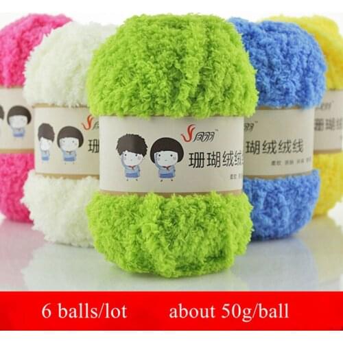 6balls/lot Colourful Coral Fleece Baby Wool Yarn DIY Knitting Children Coat Scarf Hand Knitted Yarn Knit Blanket Crochet Yarn