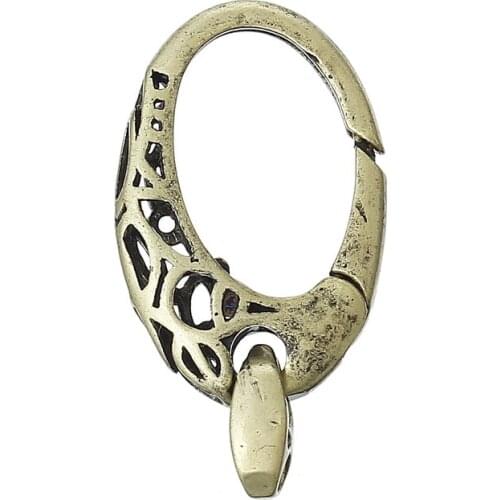 8SEASONS 5PCs Copper Lobster Clasps Antique Bronze Key Chain Hooks Findings Oval Hollow Clasp Clip DIY Jewelry Accessory