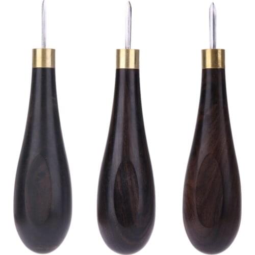 Diamond Shape Stitching Awl Ebony Blackwood Handle Leather Craft Sewing Awl Handmade Sewing Tools Leather DIY Stitcher Taper