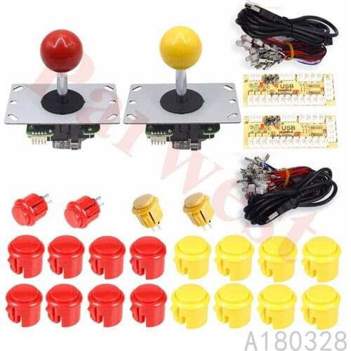 Arcade Kits DIY Controller USB Encoder to PC Games 5Pin 8 Ways Arcade game Joystick + 20x Push Buttons for Raspberry Pi 1 2 3