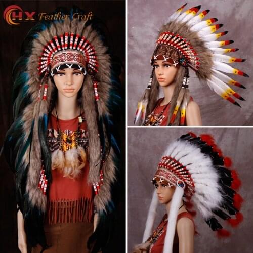 Free delivery dark brown head ornament with feathers handmade feather headdress with headband feather hat costumes