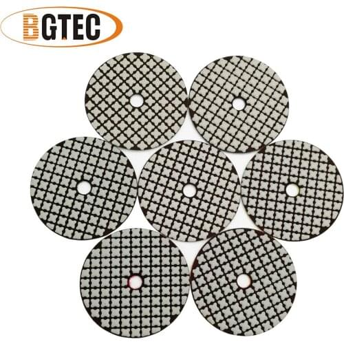 BGTEC 7pcs/set 100mm #50 to #3000 Dry Diamond flexible resin Polishing Pad 4 inch grinding disc for Granite Marble stone