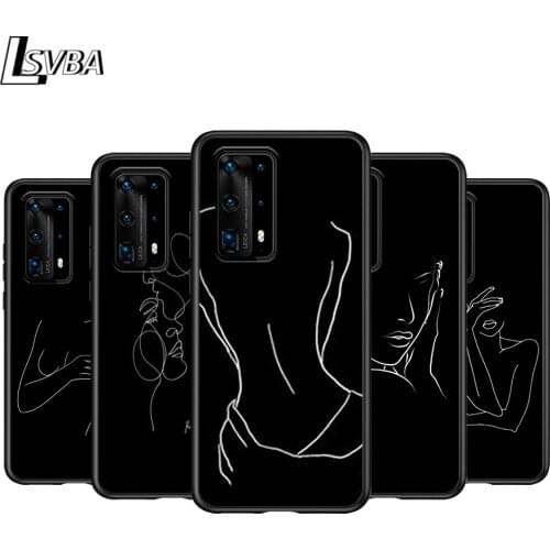 Line Abstract Art For Huawei P Smasrt 2018 2019 2020 2021 Smart S/Z Smart Plus Smart Pro Black Cover Silicone Soft Phone Case