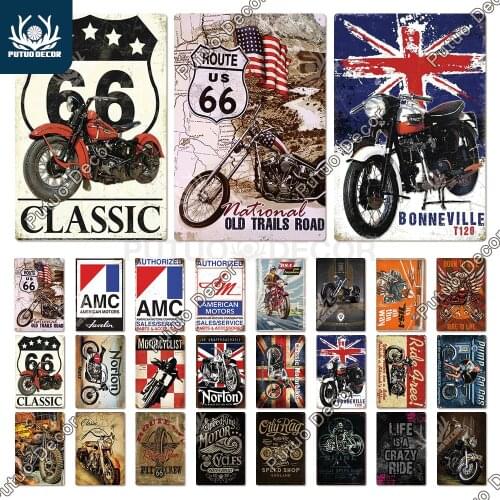 Putuo Decor Motorcycle Metal Signs Plaque Metal Vintage Tin Sign Wall Decor for Garage Bar Pub Man Cave Decorative Plate
