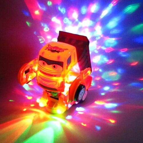 Electric Transport Transformation Dump Truck Music Lighting Construction Car Model Toy Kids Birthday Gift