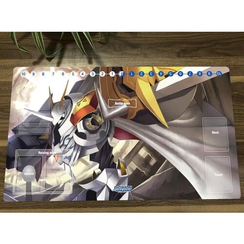 Digimon Duel Playmat Omegamon Trading Card Game Mat DTCG CCG Mat Mouse Pad TCG Desk Gaming Play Mat With Card Zones Free Bag