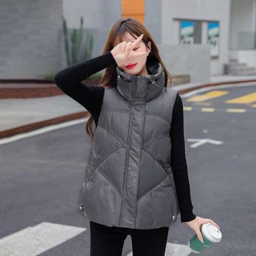 ISENMAL Women Winter Warm Parkas Autumn Vest Thick Coat Sleeveless Girls Jacket Female Shinny Windproof Winter Vest Waistcoat