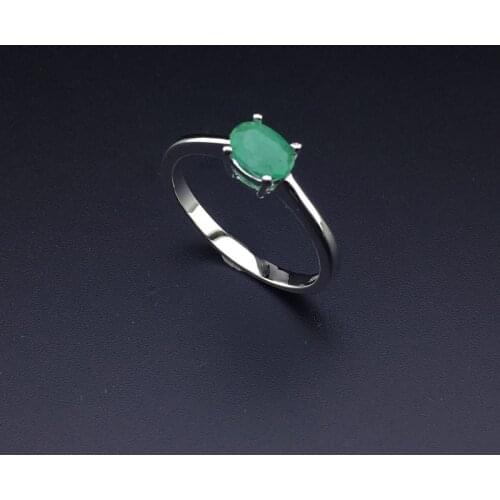 VANTJ Real Natural Emerald Rings Sterling 925 Silver Gemstone 0.42ct Fine Jewelry For Women Lady Party Wedding Gift with Box