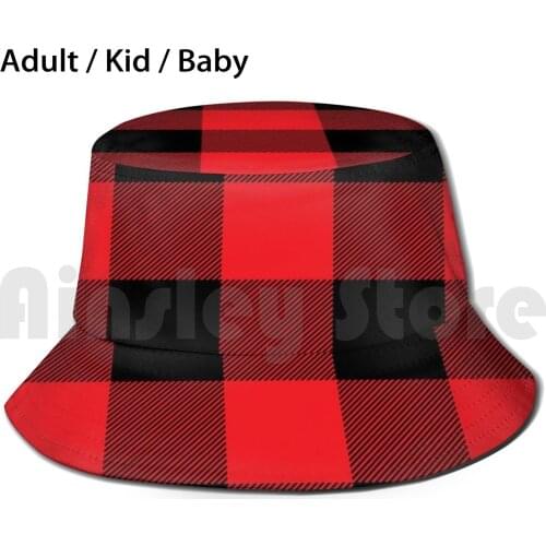 Red And Black Plaid Cloth Sun Hat Foldable UV Protection Quarantine Inhale Breath Oxygen Children