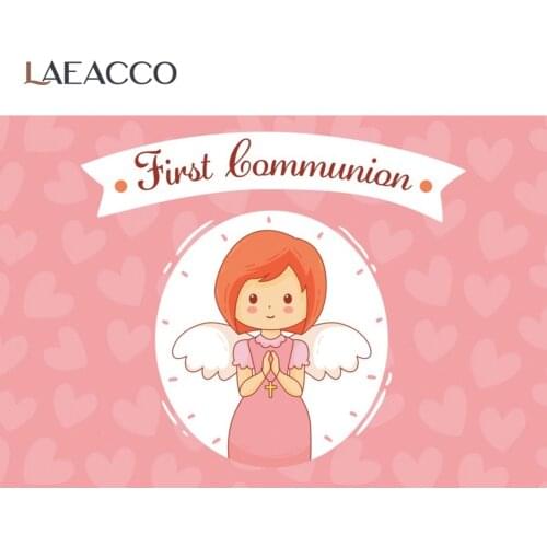 Laeacco Pink Red Princess Baby Shower Party My First Communication Customized Banner Kid Angel Photo Background Photo Backdrops