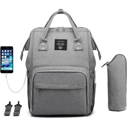 LEQUEEN USB Diaper Bag Baby Care Large Capacity Mom Backpack Mummy Maternity Wet Bag Waterproof Baby Pregnant Bag