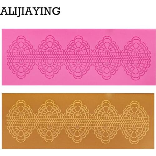 M0249 1Pcs Silicone Cake Lace Mat Silicone Mold Fondant Cake Decorating Tools Border Decoration Lace Mold Stencil Baking