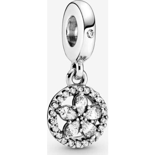 2021 New 925 Sterling Silver Sparkling Snowflake Circle Dangle Beads Fit Original Pandora Charm Diy Bracelet Jewelry Making