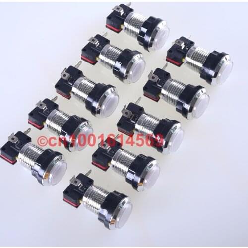 New White Reyann 10 x 30mm Silver Round LED Illuminate Arcade LED Button for Fight Joystick & MAME Game DIY Five Colors - White