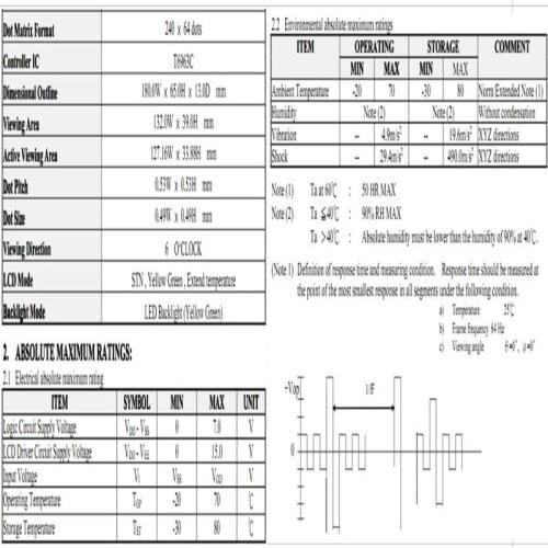 P-24E64PT-E 4.2V SS-24E64DLYY-E 240x64 SDEC LCD screen Yellow Green backlight 2pcs/lot