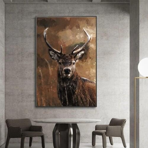 Posters And Prints Canvas Painting Deer Wall Pictures For Living Room Decorative Pictures Home Decor Oil Painting
