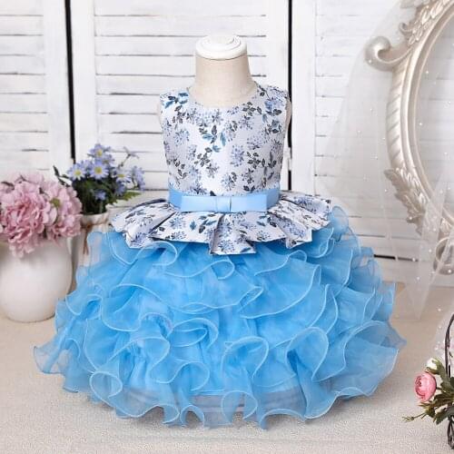 Infant One-Year-Old Wash Dress Girls Birthday Party Wedding Princess Evening Dresses Retro Temperament Flower Mesh Tutu Vestidos