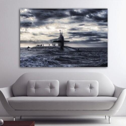 Posters And Prints Submarine Boat Sea Ocean Clouds Canvas Painting Cuadros Home Decor Wall Art Pictures FRAME