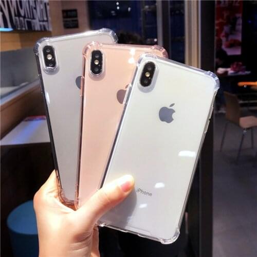 Shockproof Bumper Transparent Silicone Phone Case For iPhone XS XR XS Max 8 7 6 6S Plus Clear protection Cover For 12 11 Pro Max