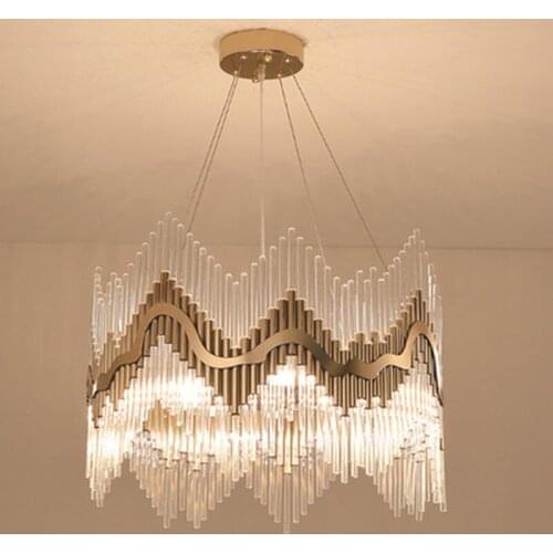 Luxury Modern Crystal Chandelier Gold Hanging Living Dining Room Lighting Fixture Luxury LED Lustres De Cristal