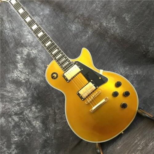 Handmade 6-string electric guitar. Gold powder Yellow guitar. Rosewood fingerboard, gold accessories, free shipping