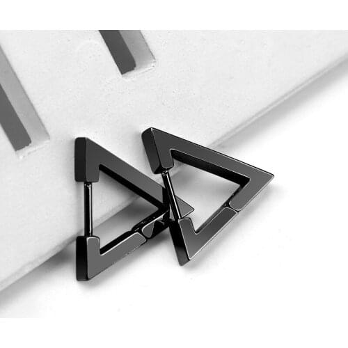 High Quality Triangle Heart Earrings Stainless Steel For Women Men Punk Hip Hop Geometric Stud Ear Jewelry Gifts 2 Pieces
