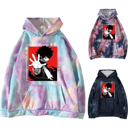 Anime My Hero Academia Hoodies Men/women Fashion Hip Hop Harajuku High Quality Dabi Hip Hop Tie-dye Hoodie Pullover