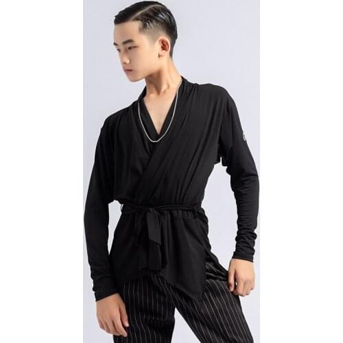 Latin Dance Tops Boys Pleat Ballroom Practice Wear V-neck Salsa Clothes Stage Costume Modern Dance Outfit Tango Dancewear JL3356