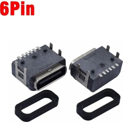 USB 3.1 Type-C 6 Pin Charging Electric Toothbrush Female Socket Jack Waterproof Ring Connector