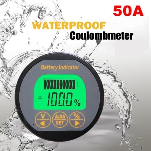 Waterproof 12V24V36V48V72V LCD Digital Coulombmeter Lithium iron phosphate Battery Capacity Tester 50A