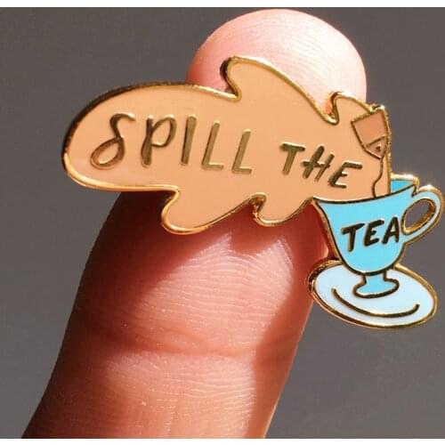 YAOJIE Spill The Tea Milk Tea Cup Enamel Brooch Pin Backpack Hat Bag Collar Lapel Pins Badges Fashion Jewelry Accessories