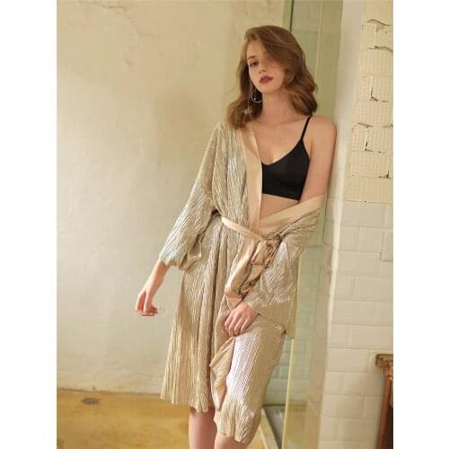 Womens Secret Sexy Luxury Croset Nightgown Nine-Sleeve Wedding Dressing Robe Bathrobe Vacation