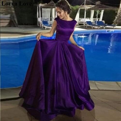 Fashion Purple Prom Dresses 2021 Women Formal Party Night Vestidos Gala Simple Sleeveless Satin Robes Elegant Long Evening Gowns